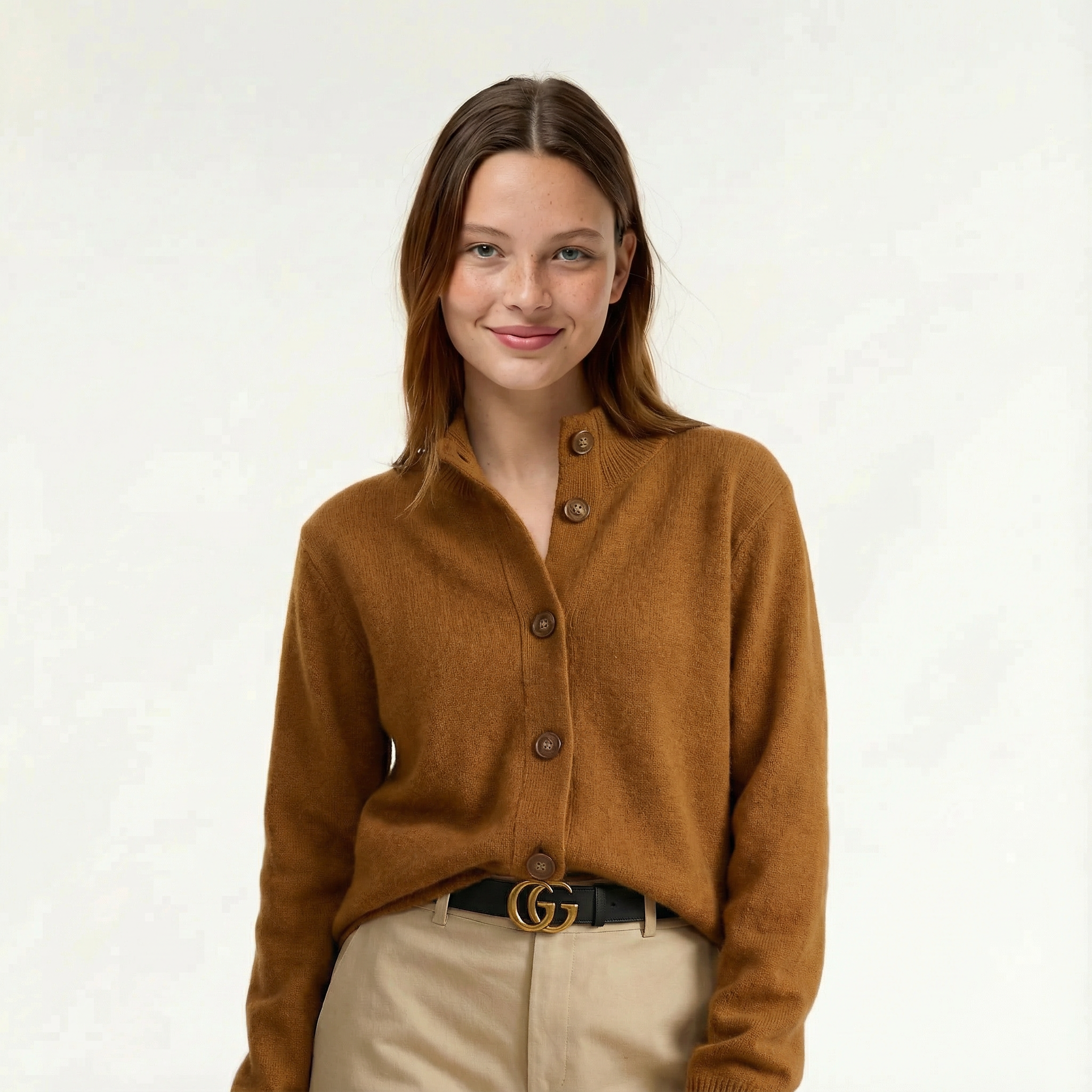 Kardigan Dzianinowy Damski Z Wełny Elegancki Sweter Rozpinany Klasyczny