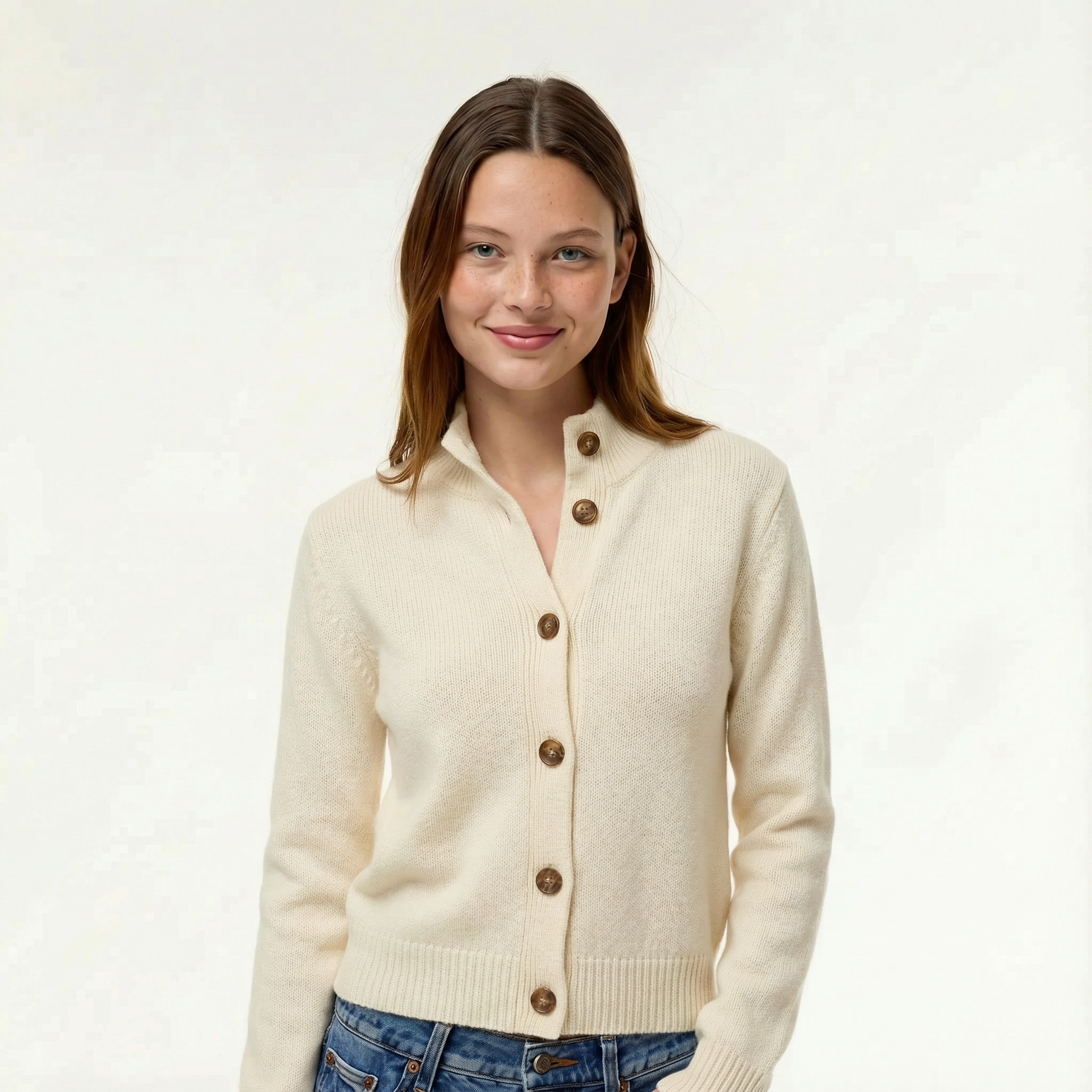 Kardigan Dzianinowy Damski Z Wełny Elegancki Sweter Rozpinany Klasyczny