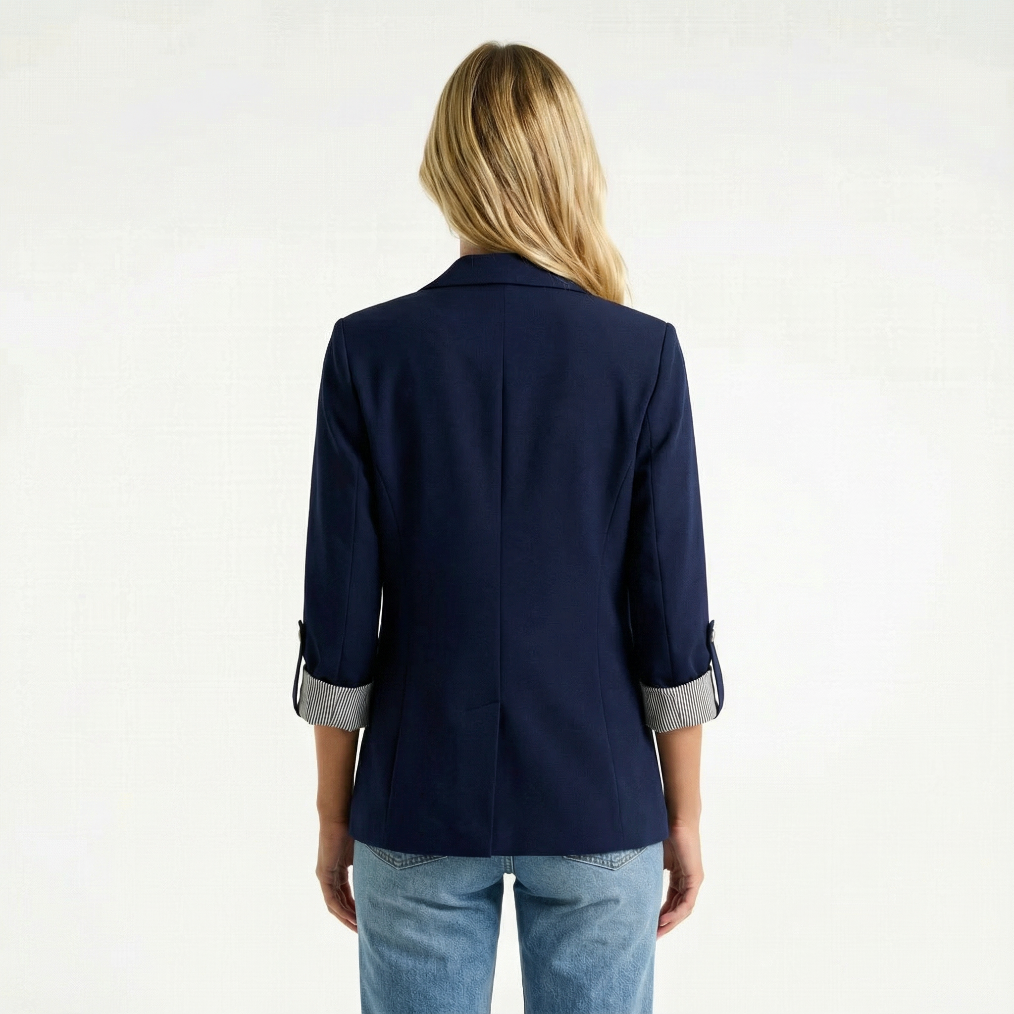 Marynarka Damska Casual Podwinięte Rękawy Lekka Żakiet Biurowy