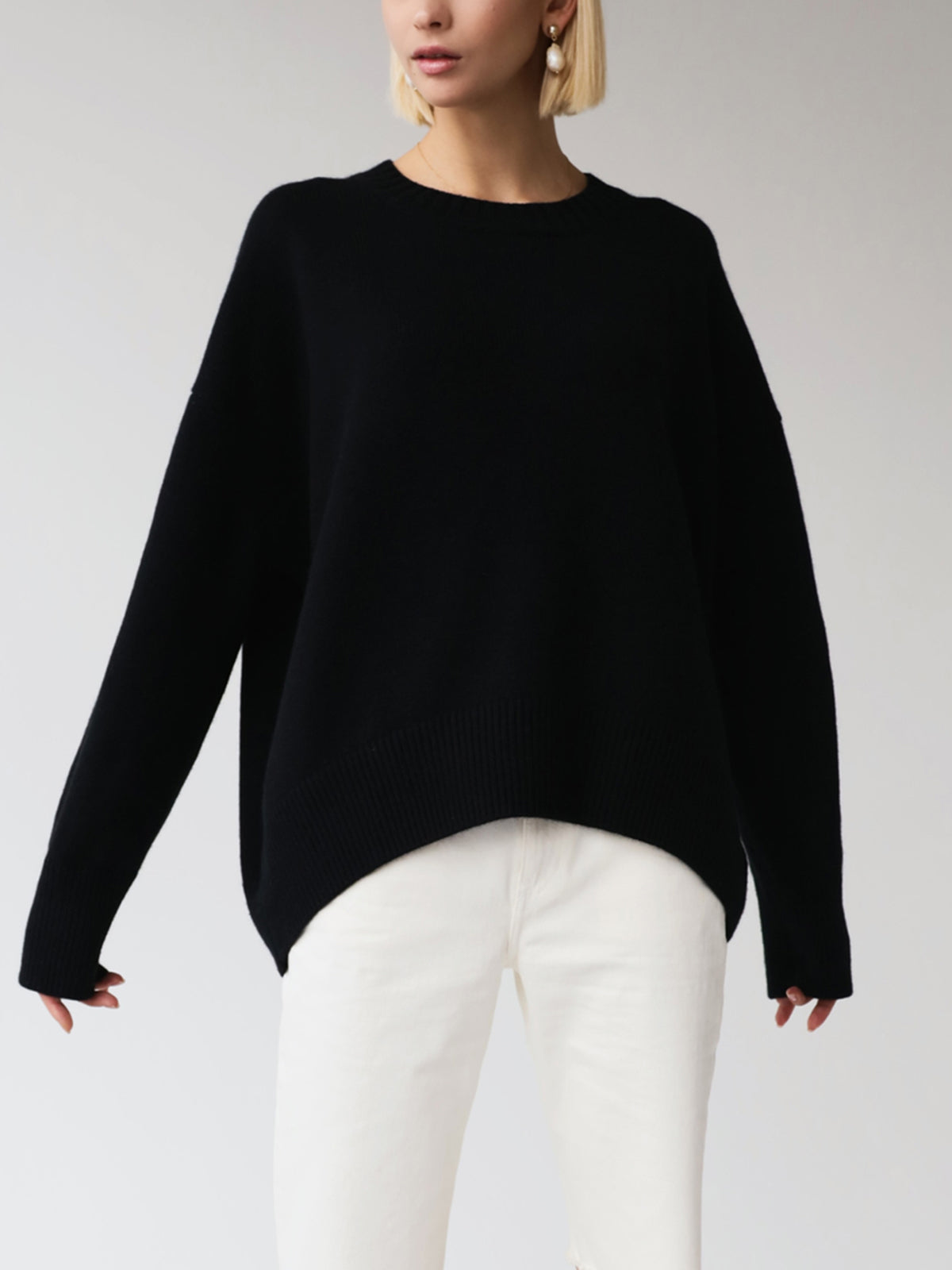 Sweter Oversize Okrągły Dekolt Dzianinowy Lato