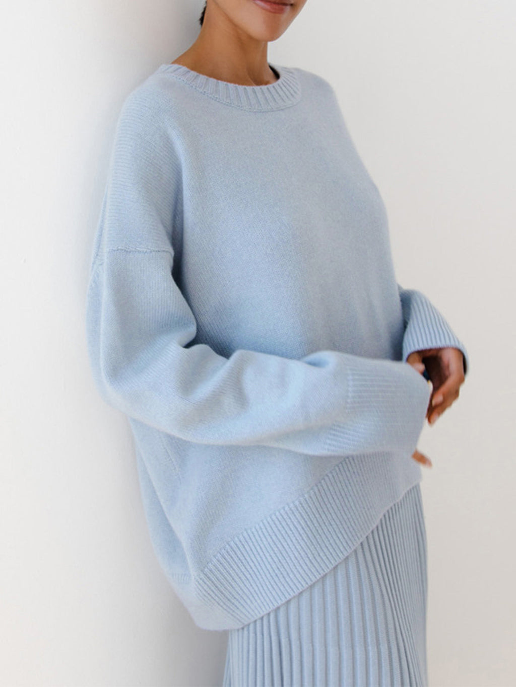 Oversized Sweater Round Neck Knit Summer