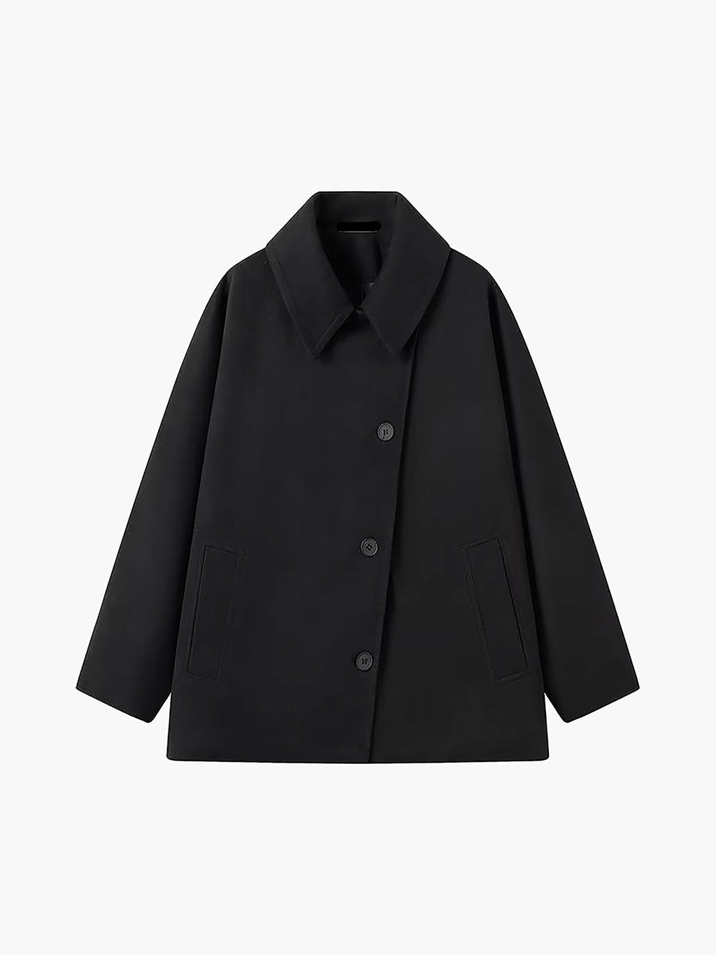 Oversized Wool Coat with Buttons Long Winter