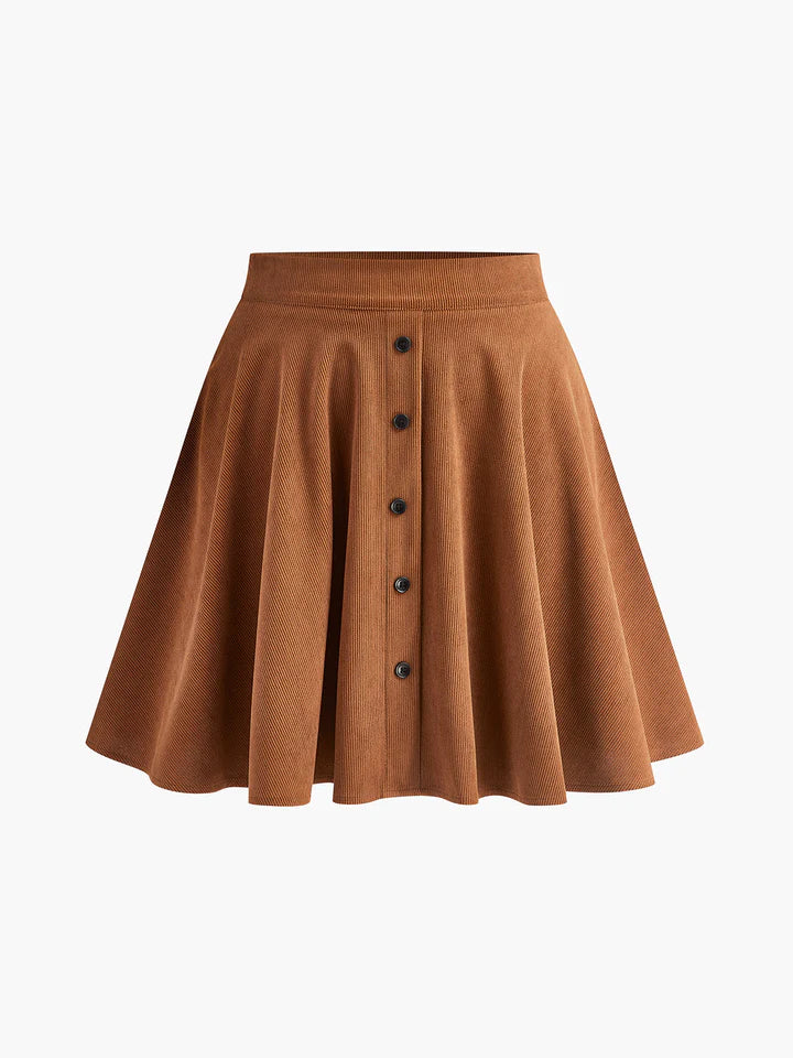 Spódnica Sztruksowa A-Line Na Guziki Retro
