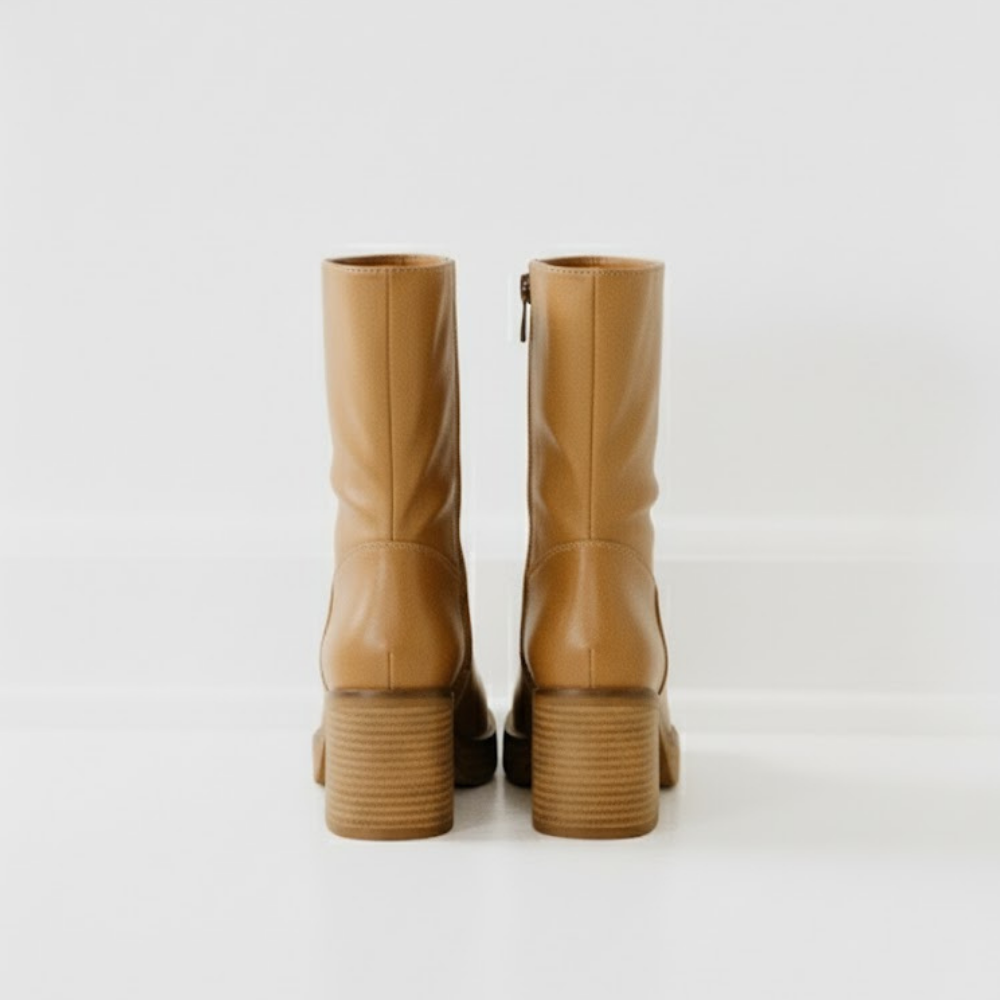 Botki na klockowym obcasie z kwadratowymi noskami