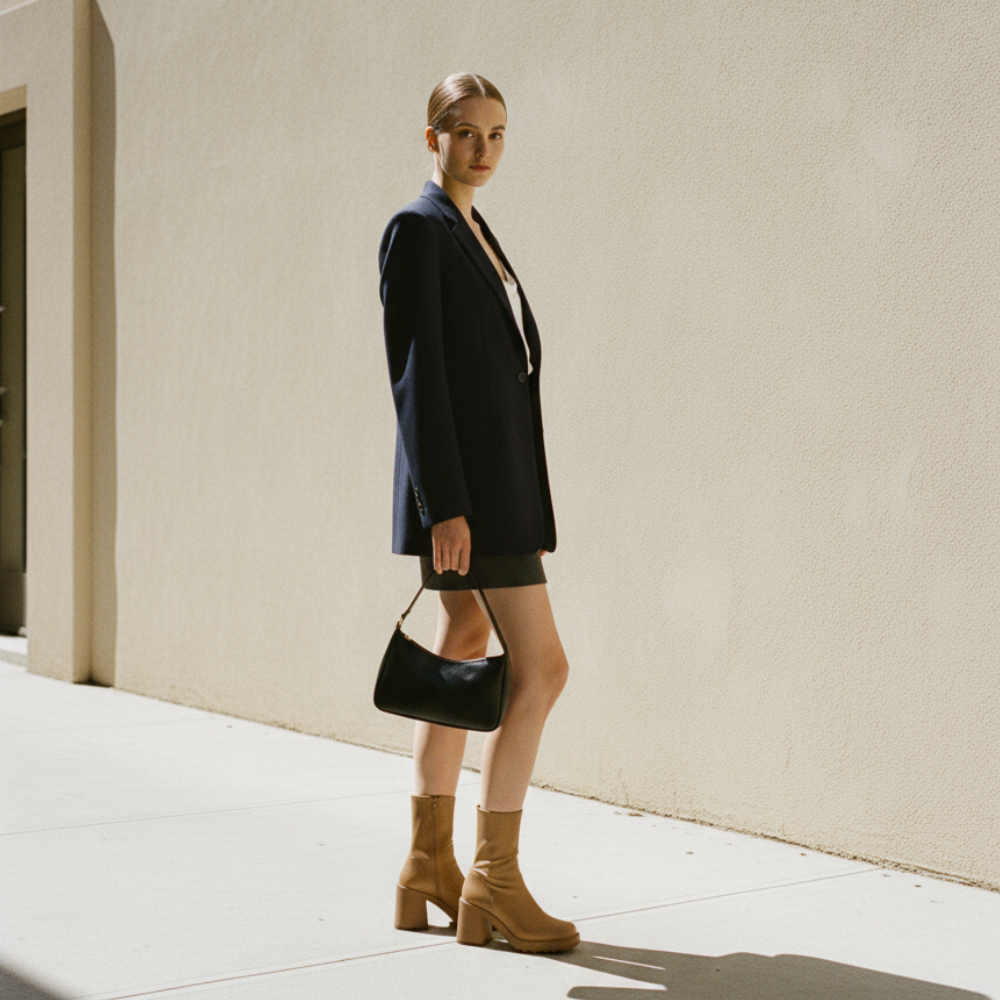 Botki na klockowym obcasie z kwadratowymi noskami