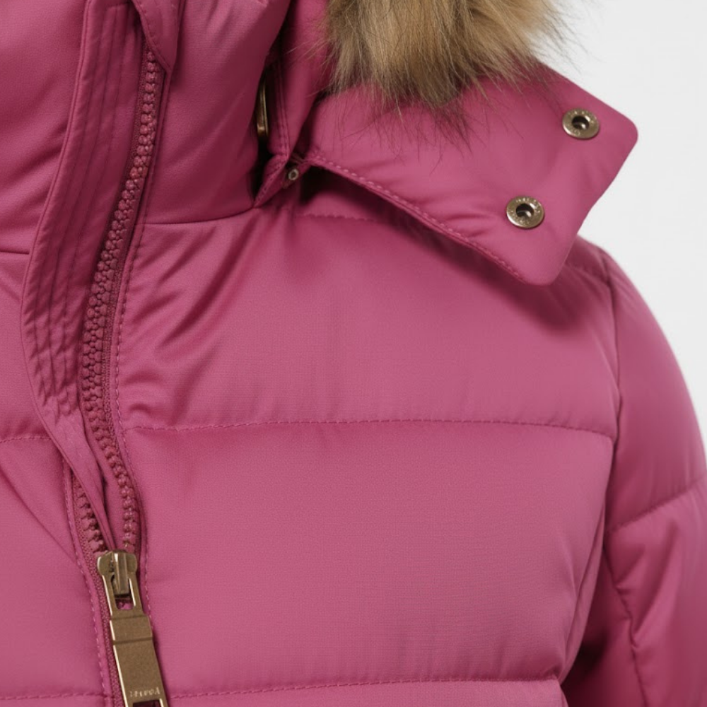 Kurtka damska z kapturem puchowym i futrem