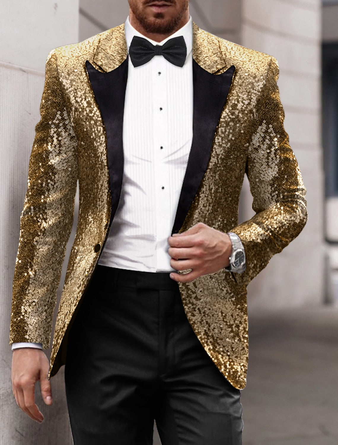 Męska Marynarka Imprezowa z Cekinami Slim Fit