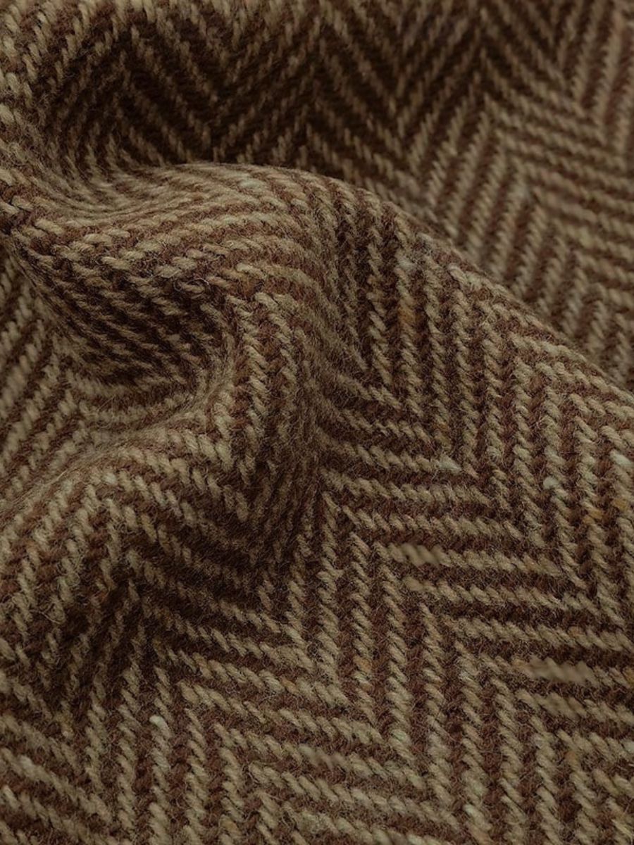 Męski Zestaw Garniturowy 3-częściowy Tweedowy Brown
