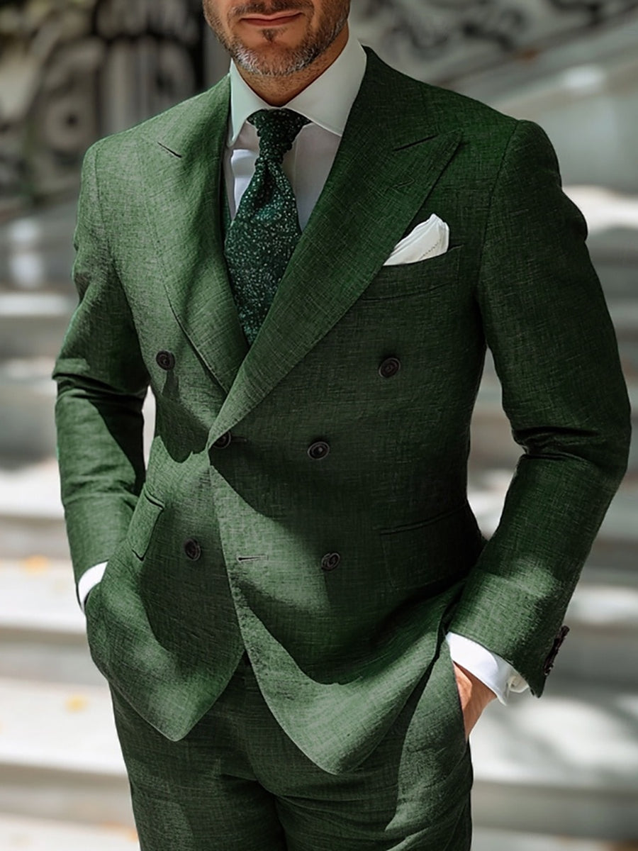 Męski Zestaw Garniturowy 2-częściowy Dark Green