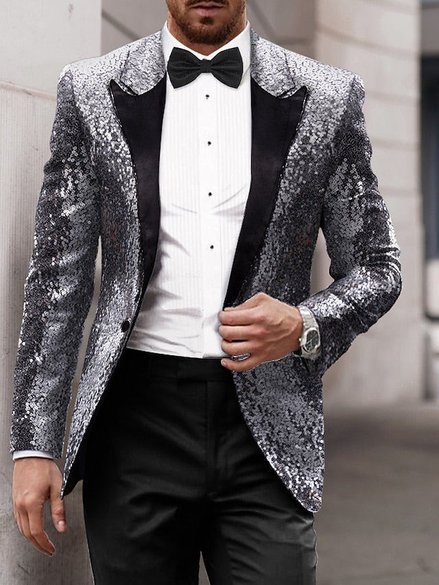 Męska Marynarka Imprezowa z Cekinami Slim Fit