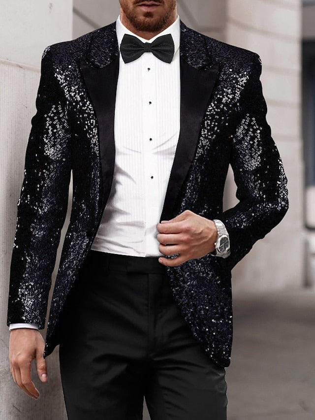 Męska Marynarka Imprezowa z Cekinami Slim Fit