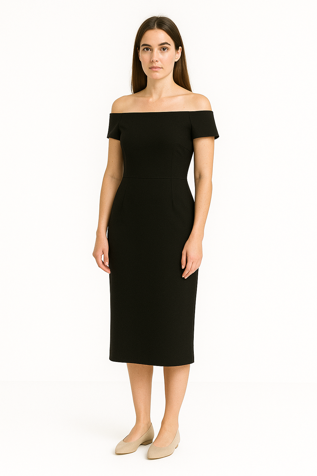 Damska Sukienka Hiszpanka Midi z Eleganckim Dopasowanym Krojem