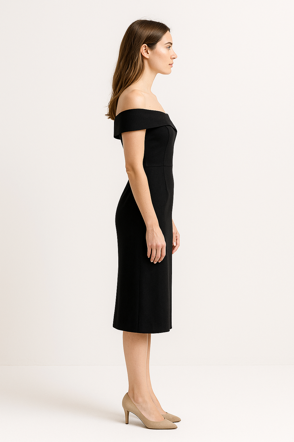 Damska Sukienka Hiszpanka Midi z Eleganckim Dopasowanym Krojem