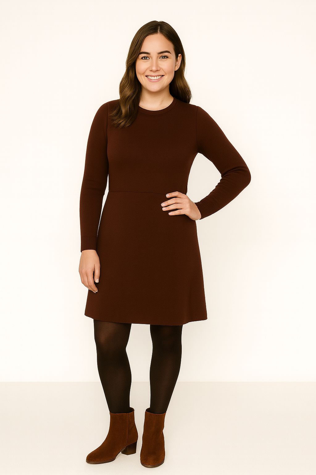 Elegancka Sukienka Damska z Długim Rękawem o Ponadczasowym Stylu