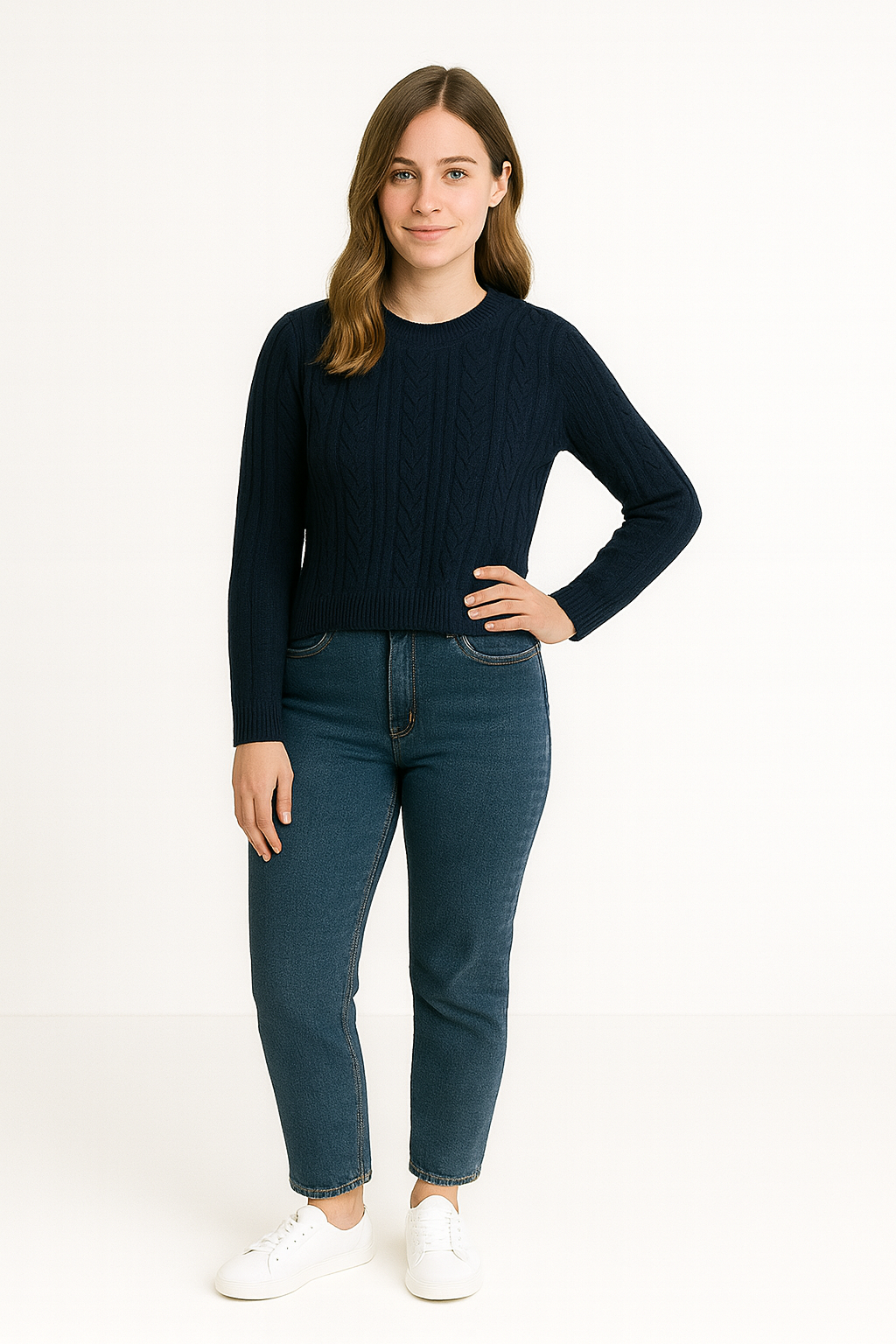 Sweter Damski z Warkoczowym Splotem dla Stylu i Wygody na Co Dzień