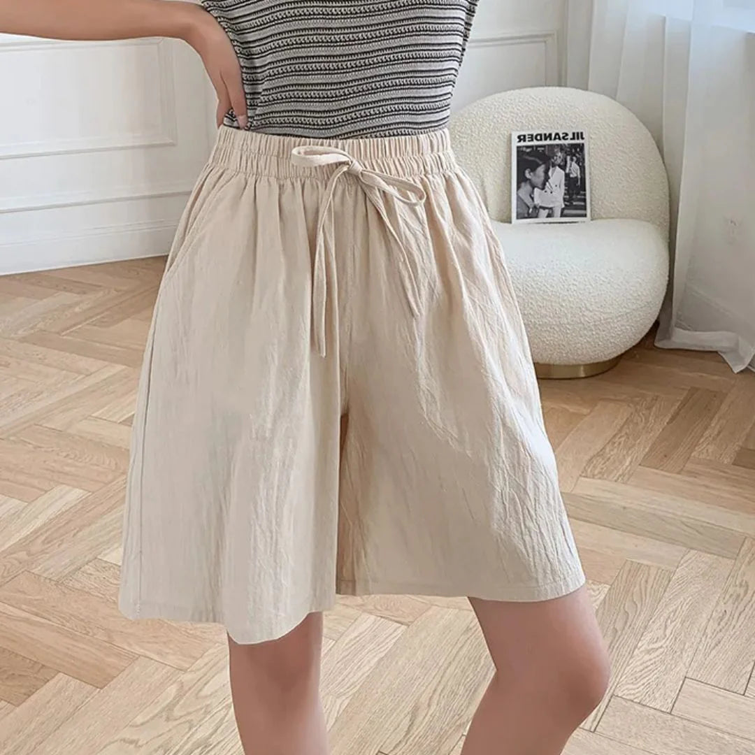 High-Waisted Loose Shorts with Pockets Summer