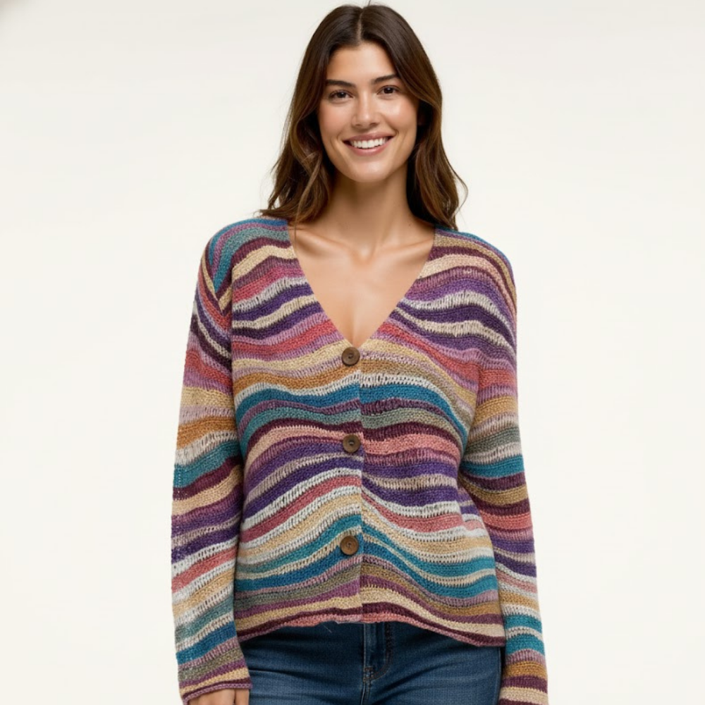 Abstrakcyjny dzianinowy kardigan damski