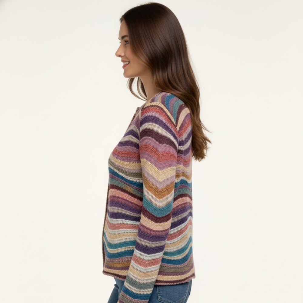 Abstrakcyjny dzianinowy kardigan damski