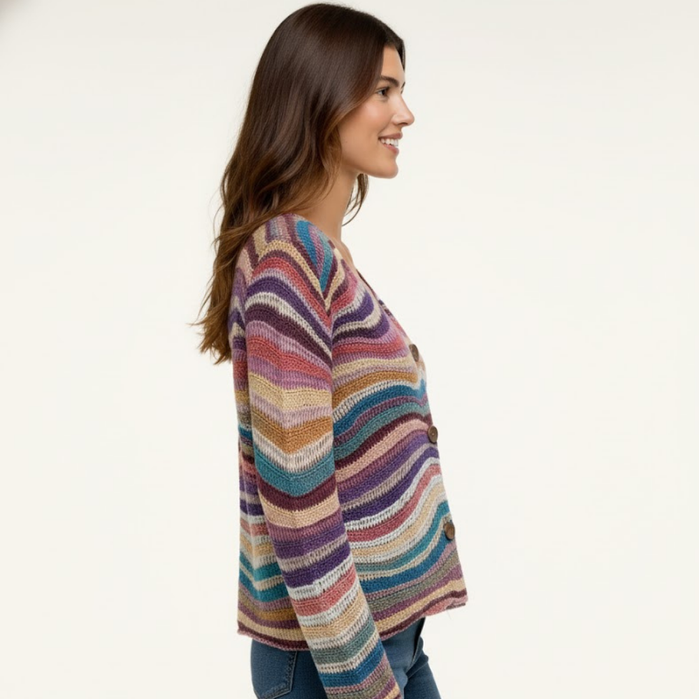 Abstrakcyjny dzianinowy kardigan damski