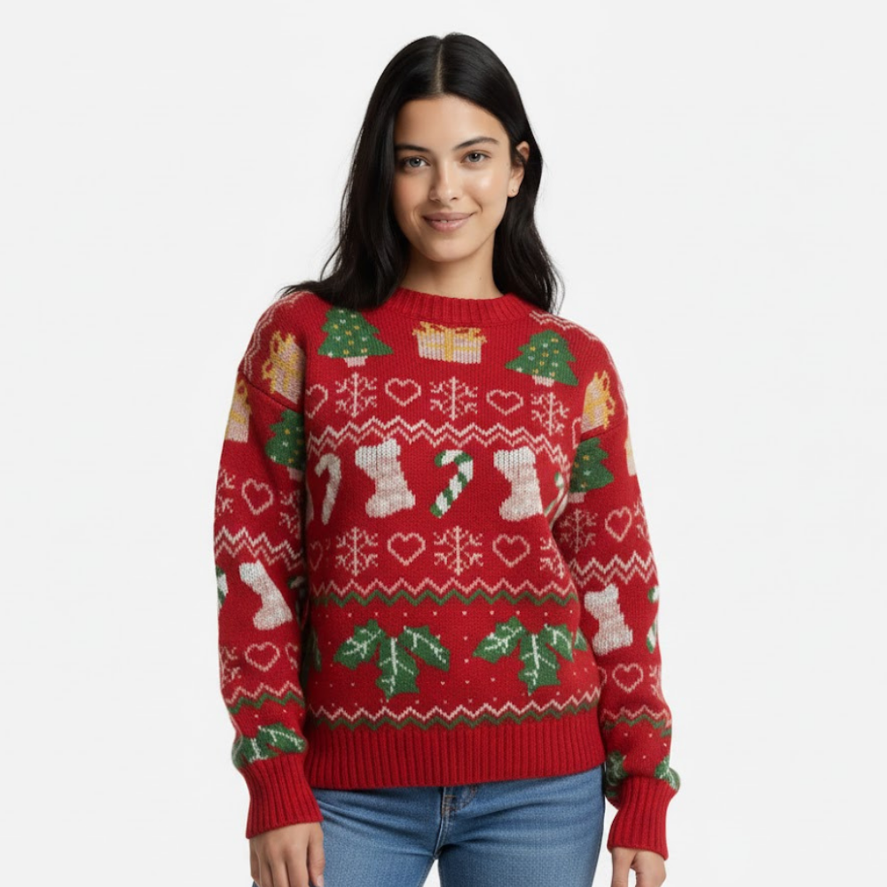 Damski sweter żakardowy świąteczny