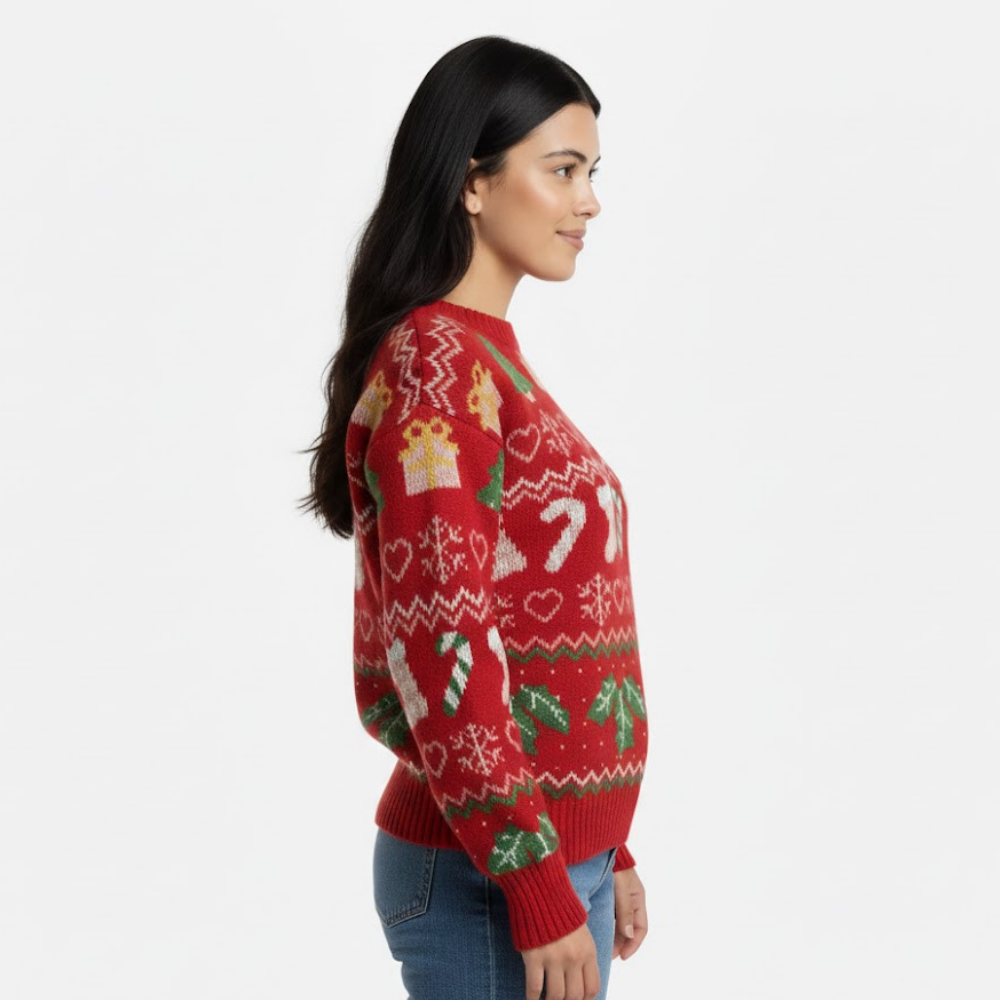 Damski sweter żakardowy świąteczny