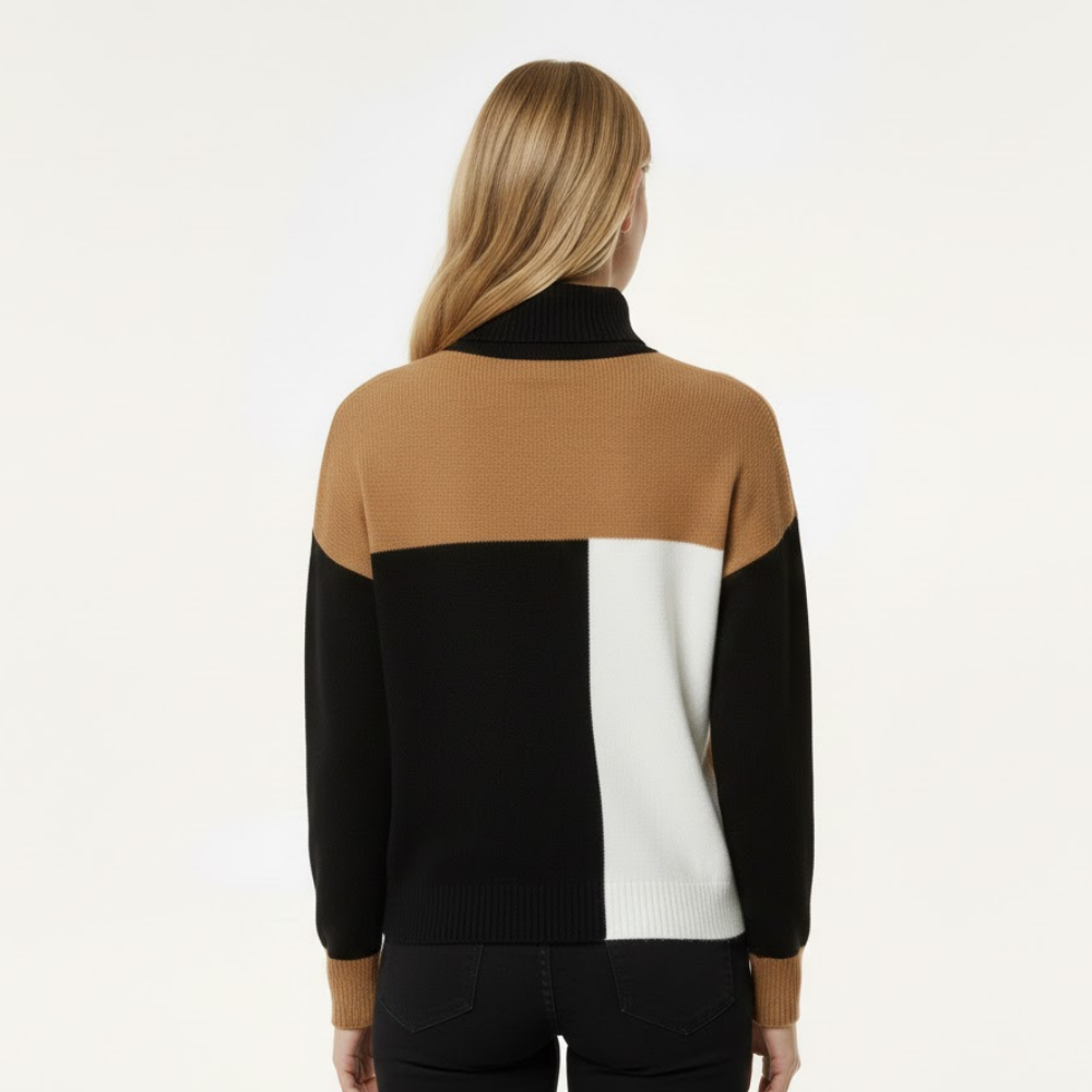 Damski sweter w bloki kolorów