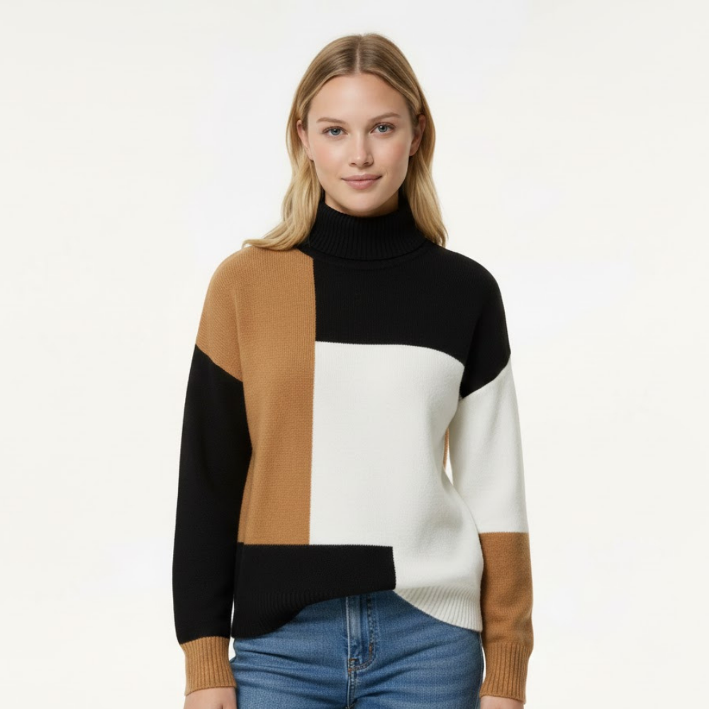 Damski sweter w bloki kolorów