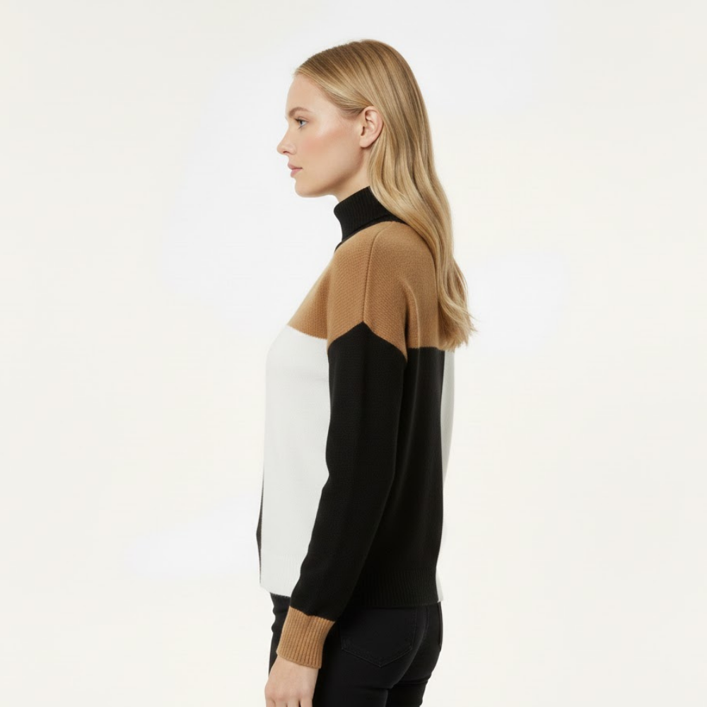 Damski sweter w bloki kolorów