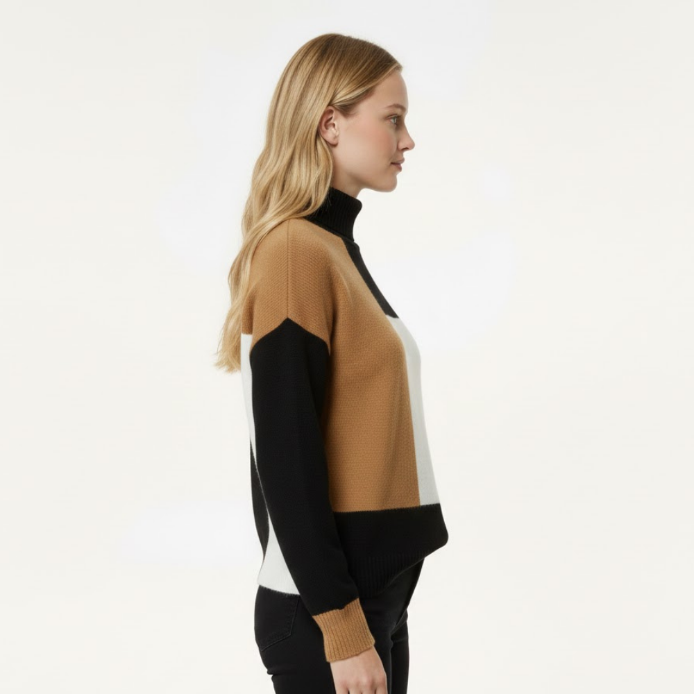 Damski sweter w bloki kolorów