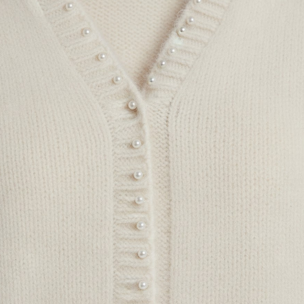 Kardigan damski z ozdobnym kołnierzykiem