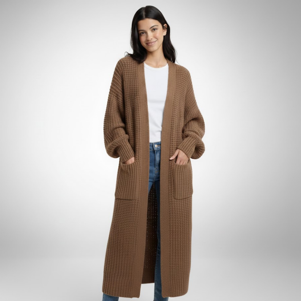 Długi, gruby kardigan damski