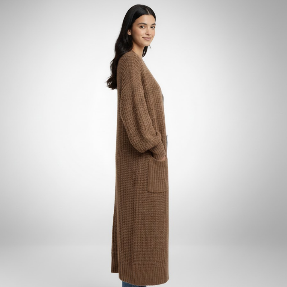 Długi, gruby kardigan damski