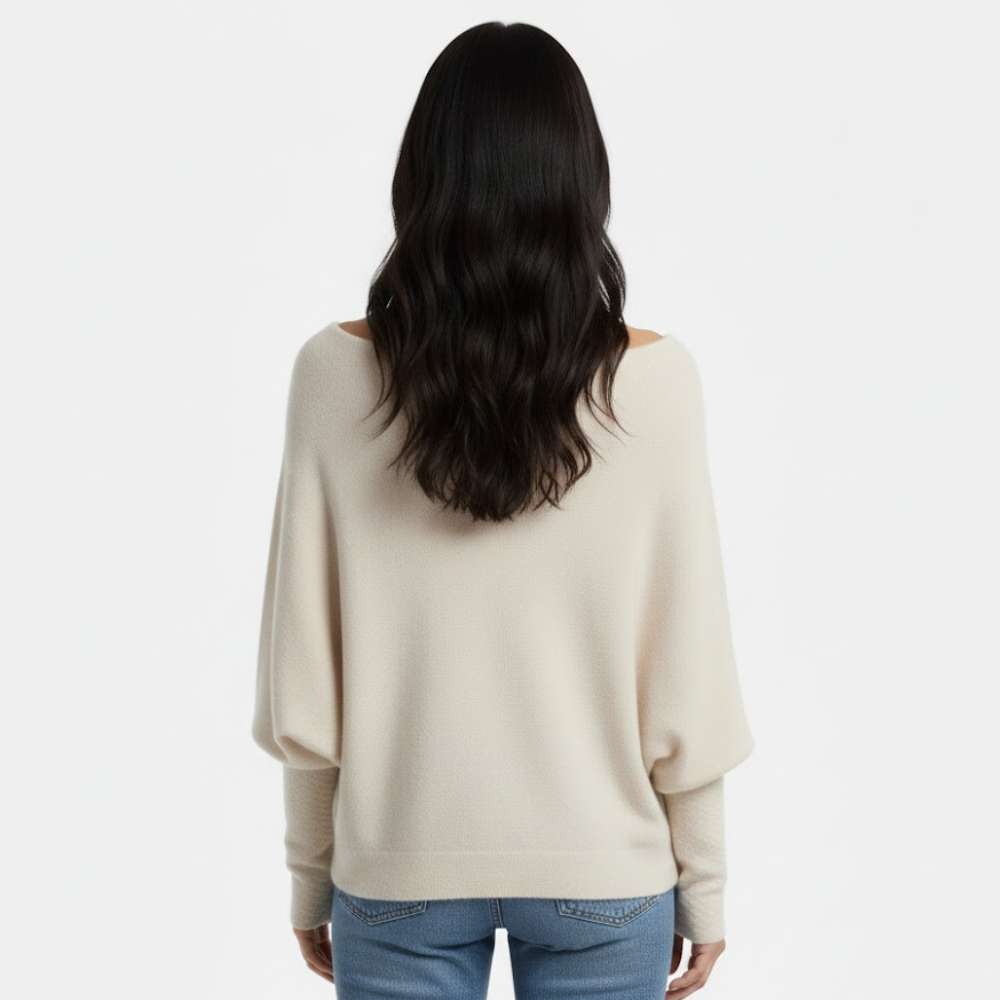 Damski sweter oversize z dekoltem w łódkę