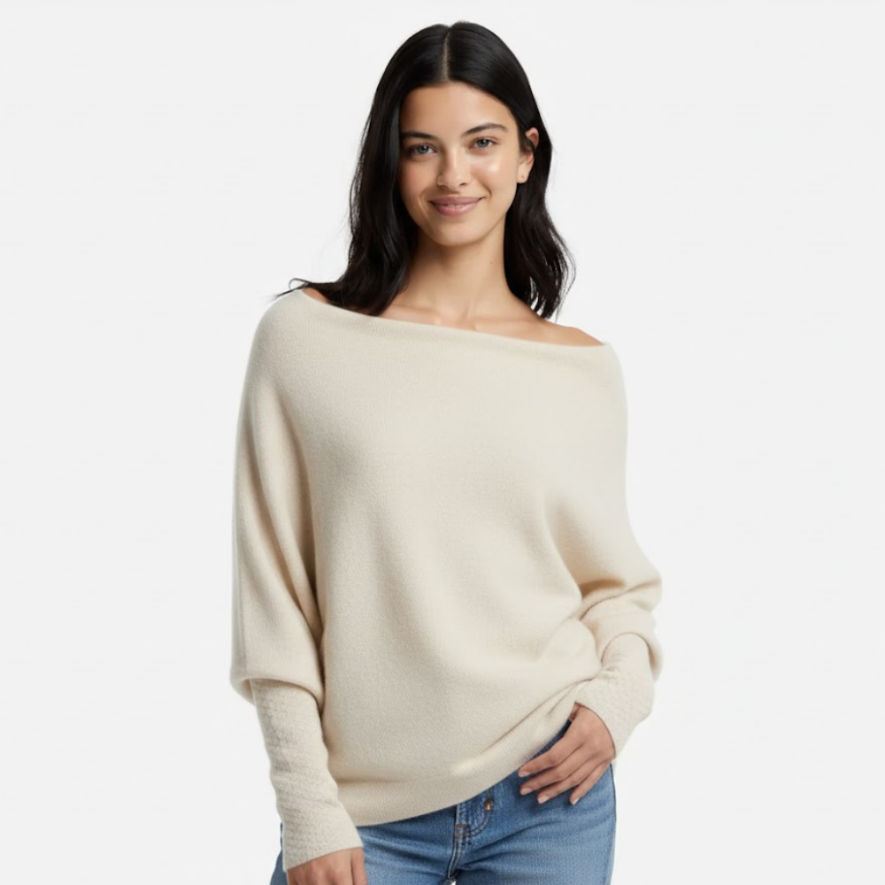 Damski sweter oversize z dekoltem w łódkę