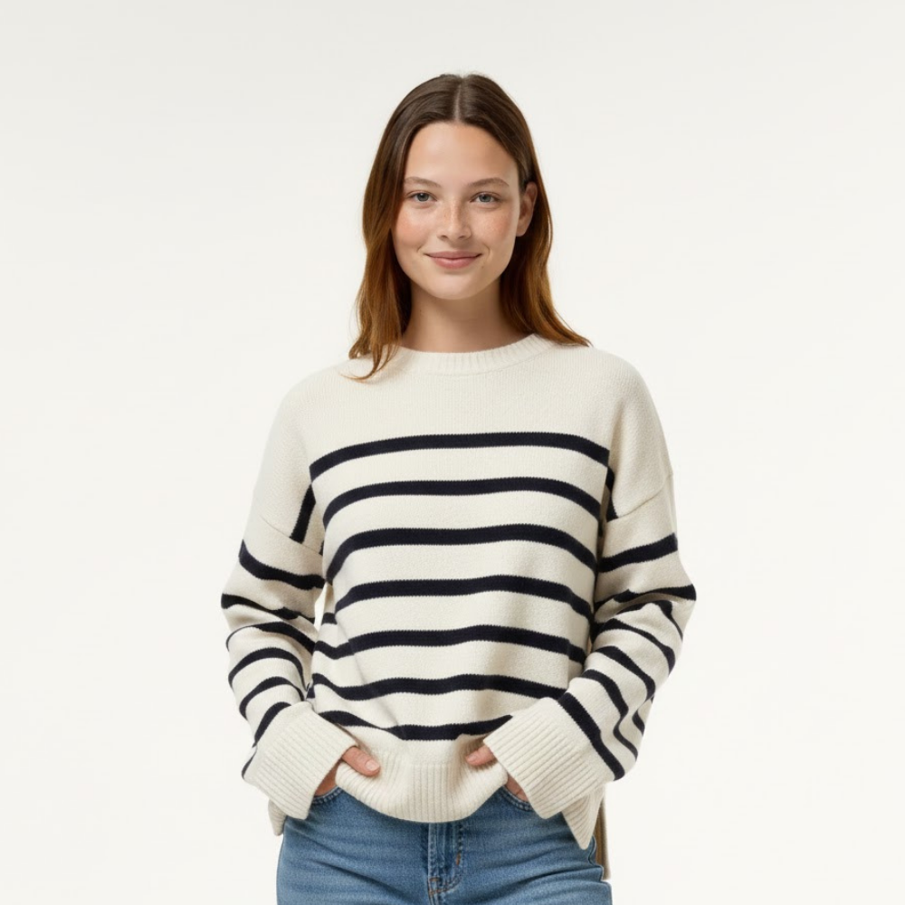 Damski sweter w paski oversize