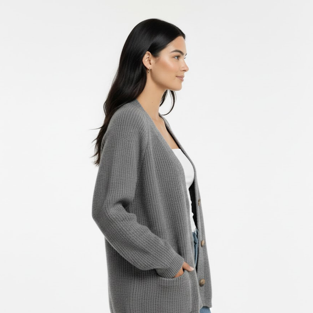 Damski kardigan oversize z guzikami