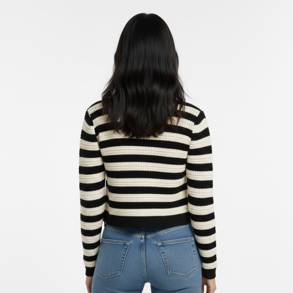 Kardigan damski w paski zapinany na guziki