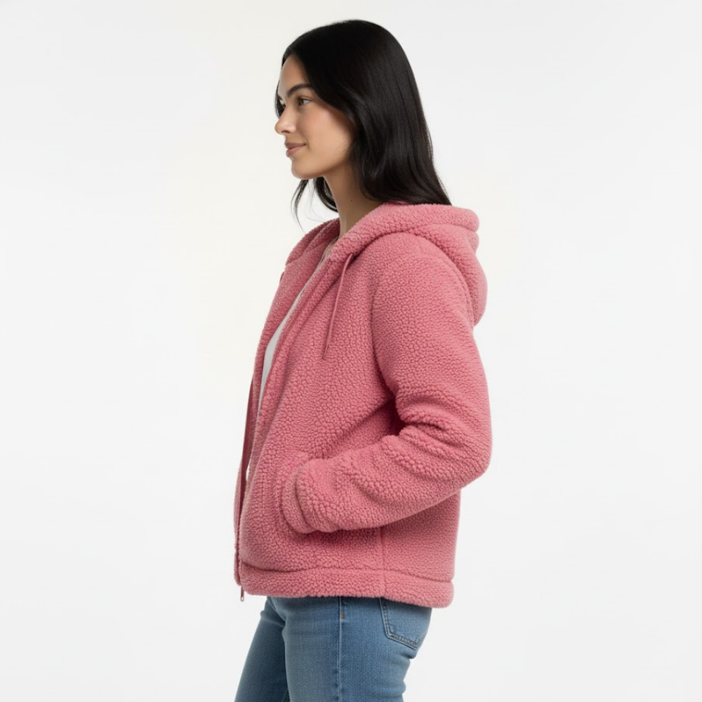 Damska kurtka polarowa Teddy z zamkiem błyskawicznym