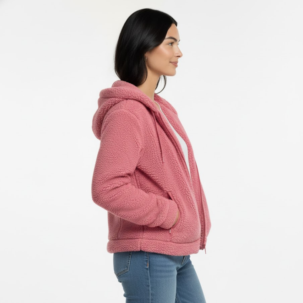 Damska kurtka polarowa Teddy z zamkiem błyskawicznym