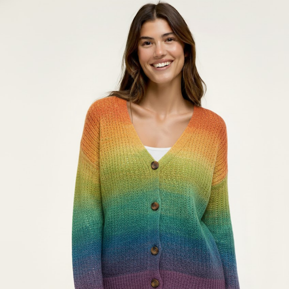 Abstrakcyjny dzianinowy kardigan damski