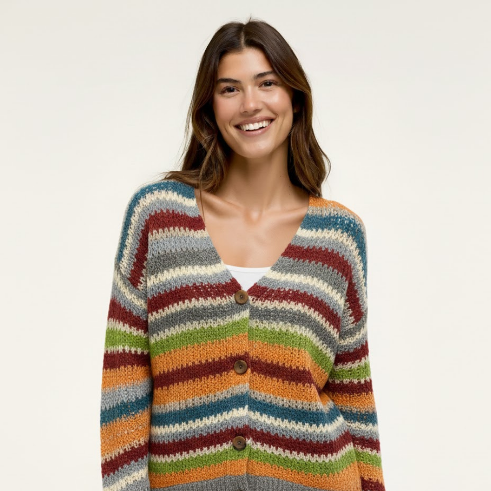 Abstrakcyjny dzianinowy kardigan damski