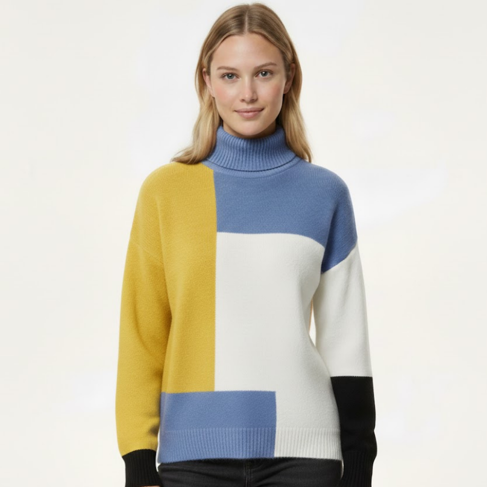 Damski sweter w bloki kolorów