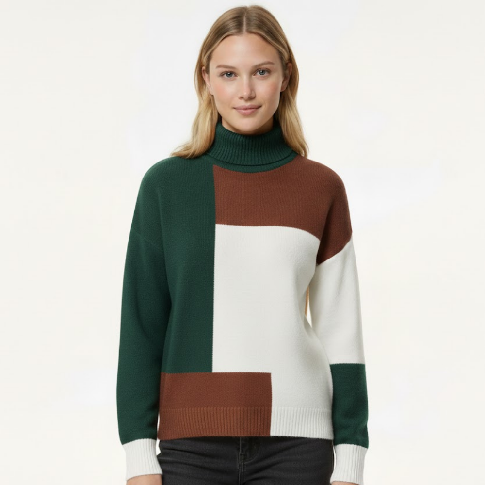 Damski sweter w bloki kolorów