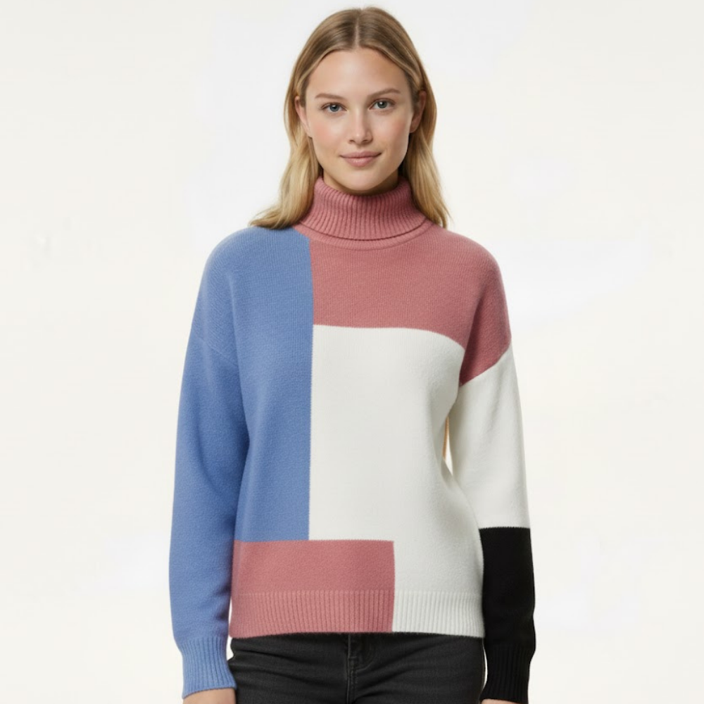 Damski sweter w bloki kolorów