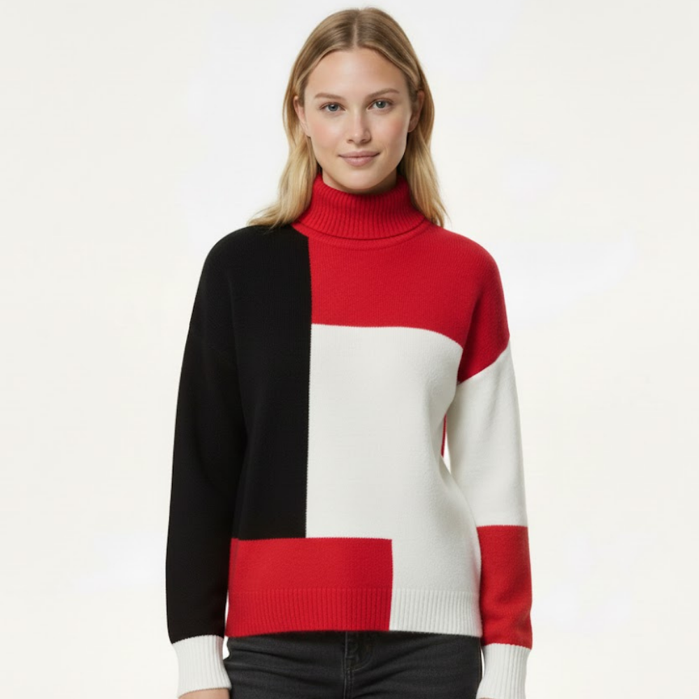 Damski sweter w bloki kolorów