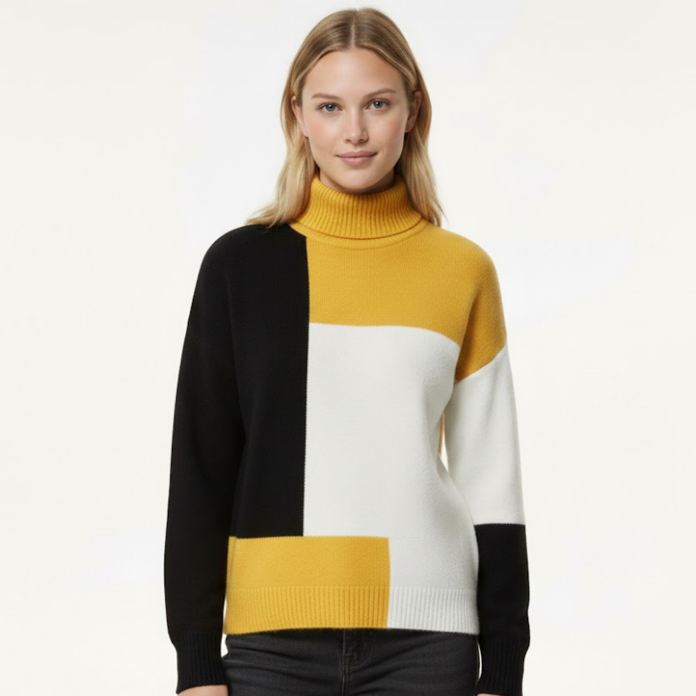 Damski sweter w bloki kolorów