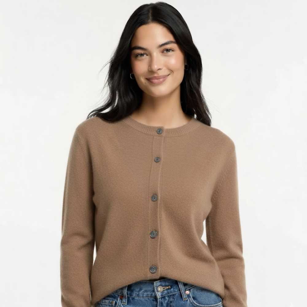 Kardigan damski z okrągłym dekoltem