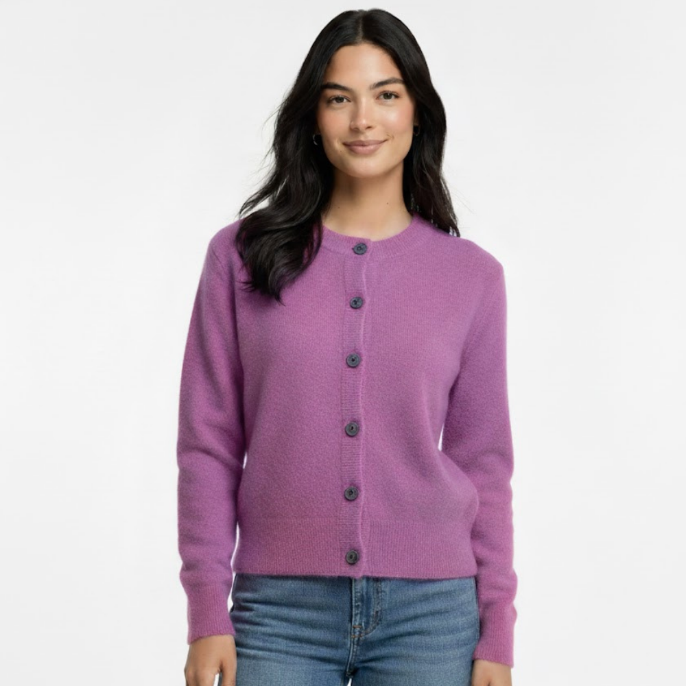 Kardigan damski z okrągłym dekoltem