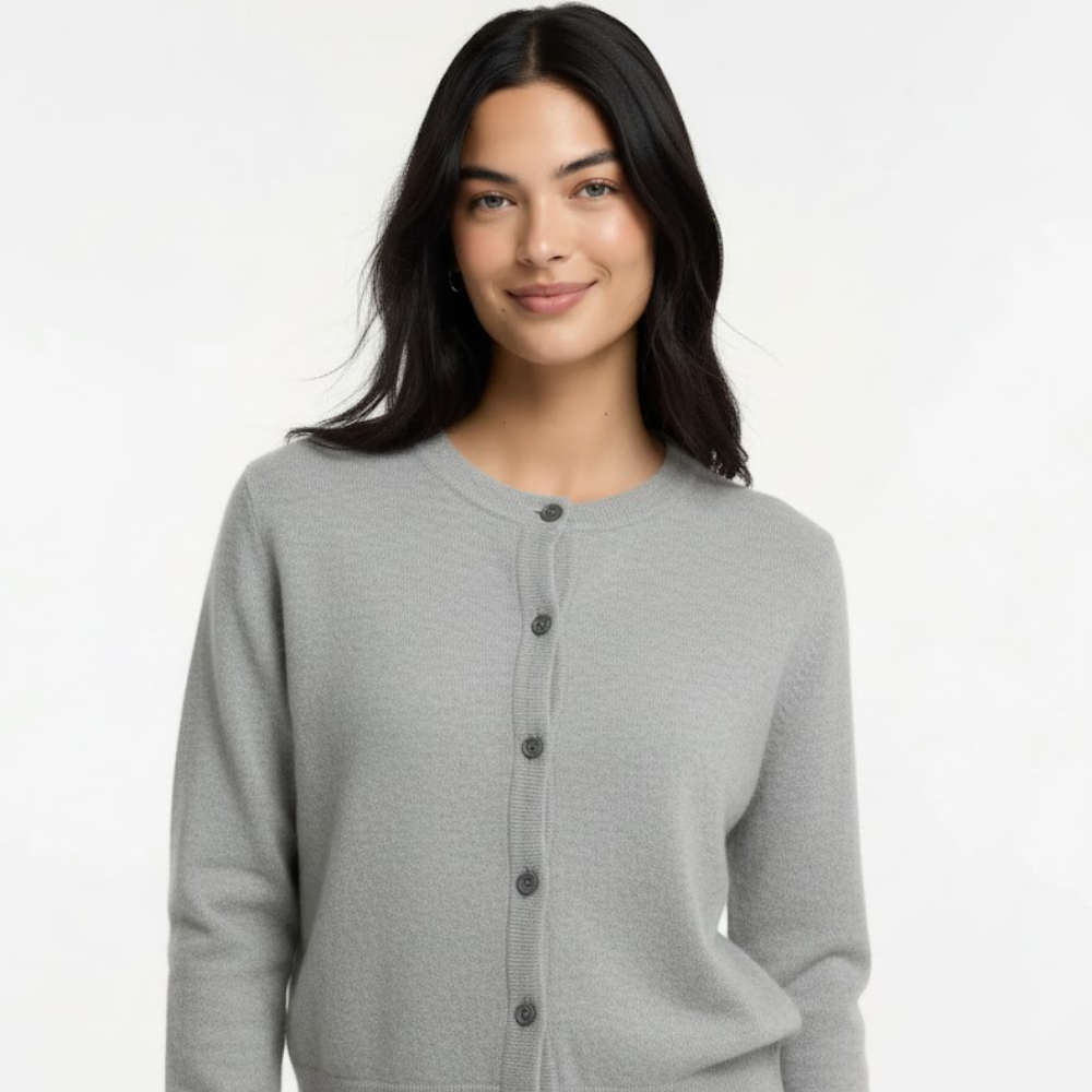 Kardigan damski z okrągłym dekoltem