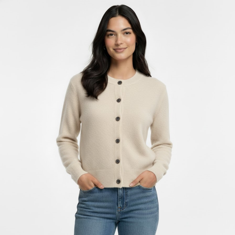 Kardigan damski z okrągłym dekoltem